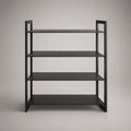 Schuhregal mit 4 Ablagen aus MDF und Stahl, Schwarz, 80 x 30 x 90 cm