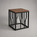 Quadratischer Couchtisch und Beistelltisch mit MDF-Tischplatte und Stahlgestell, Braun/Schwarz, 45 × 45 × 55 cm