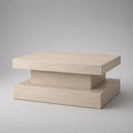 Rechteckiger Couchtisch aus MDF mit PVC-Dekorfolie in Travertinoptik, Beige, 100 × 70 × 40 cm
