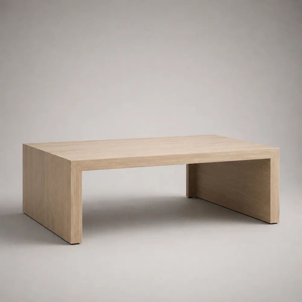 Rechteckiger Couchtisch aus MDF mit Eichenfurnier, Hellbraun, 100 × 60 × 40 cm