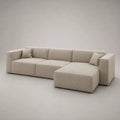 3-teiliges modulares Ecksofa mit Ottomane rechts, Bouclé-Stoff, L-Form, Beige, 285 × 165 × 72 cm