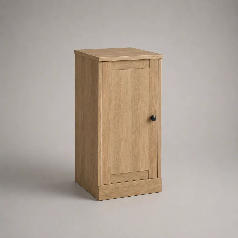 Schmaler Holzschrank mit 1 Tür, Natur/Schwarz, 45 × 40 × 90 cm