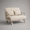 2-Sitzer-Schlafsofa aus Polyester-Bouclé mit Stahlgestell, Cremeweiß, 125 × 87 × 88 cm, Liegefläche 119 × 190 cm