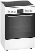 Bosch Modell, Serie 4 Elektro-Standherd HKR39C220, 3D Heißluft Backen auf 3 Ebenen, 60 cm breit, LED-Display-Steuerung, Weiß