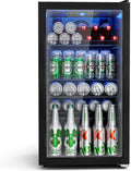 Kühlschrank, JUMMICO 90L Getränkekühlschrank mit Design-Glastür: 125 Dosen Kapazität, für Bar, Verstellbare Regale & Kompakt-Design