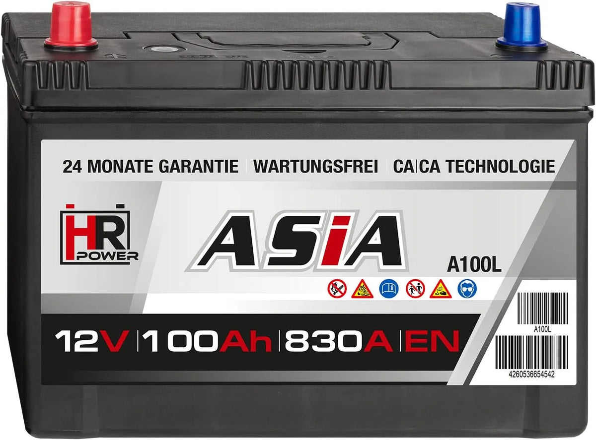 ASIA Japan Starterbatterien HR HiPower, 100Ah Pluspol Links
