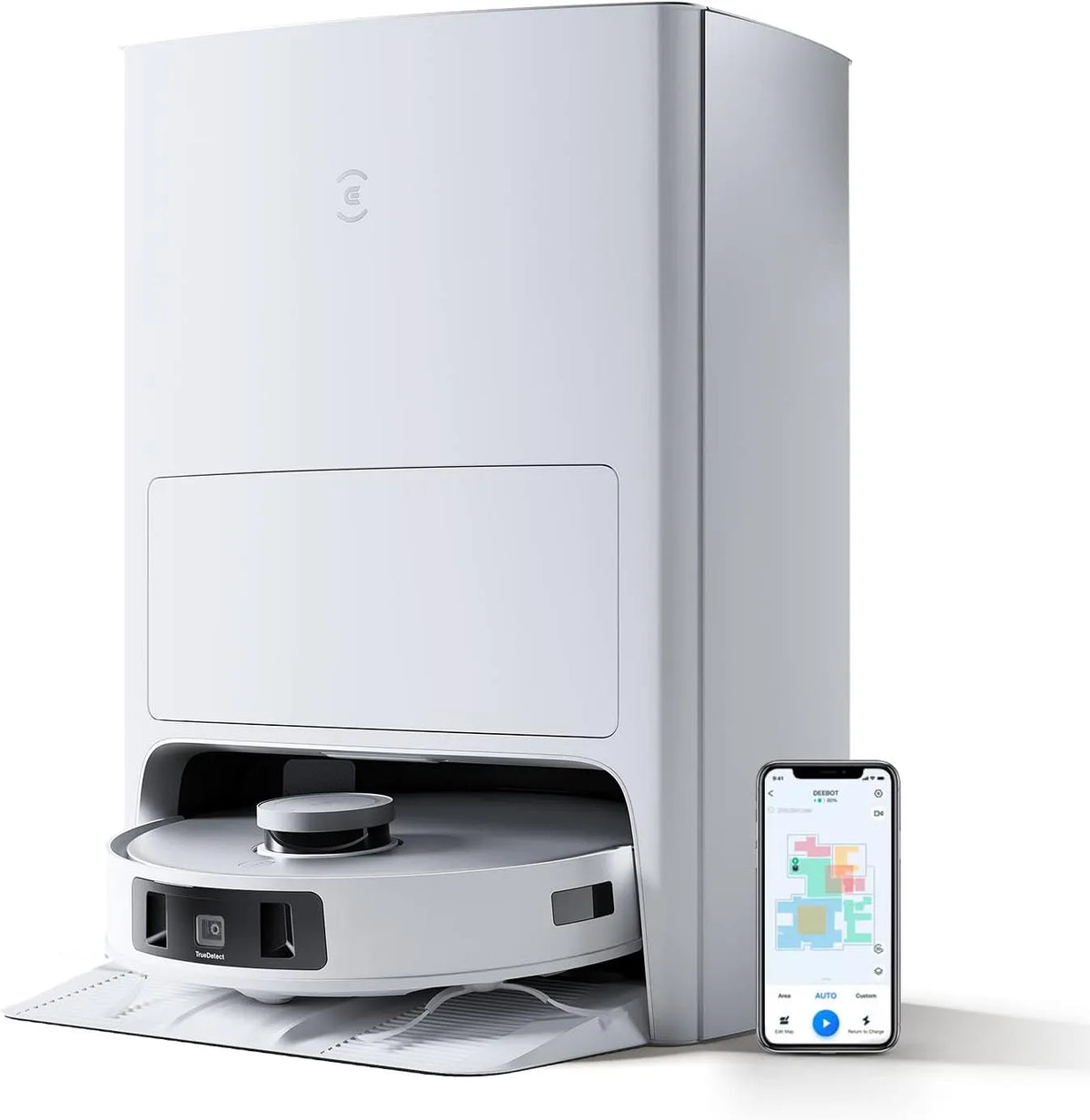 Ecovacs Saugroboter T20, Auto-Mopp-Hebefunktion, DEEBOT Omni 6000Pa, Heißwasser-Mopp-Wäsche und Mopp-Trocknung, rotierende Wischpads, selbstentleerend