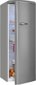 Exquisit Kühlschrank RKS325-V-H-161E, 5 Ablagen, ohne Gefrierfach, Gemüsefach, Farbe Grau, Fassungsvermögen 229 Liter, Retro, groß, Temperaturregelung