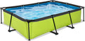 Pool EXIT Toys Lime, Rechteckiger, Leicht Zugänglich, Starker Rahmen, Grün, Maße 300x200x65cm, Kompakter Rahmenpool mit Kartuschenfilterpumpe