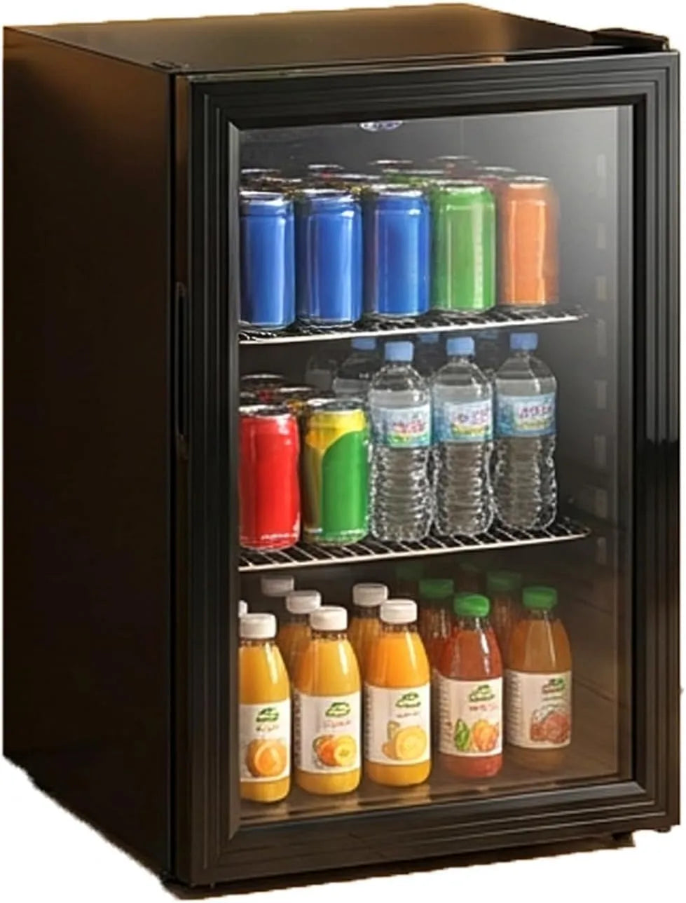 Kühlschrank Trintion Mini, Bar, Fassungsvermögen 60L mit Glastür, Kompakter Getränkekühlschrank für Kleiner mit 2 Verstellbaren Ablagen, Wein, Büro