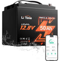 LiTime 12V 50Ah Batterie Bluetooth für Trolling Motoren LiFePO4 15000, Max. Zyklen 640Wh Lithium Akku Ideal für Yacht, Marine, Wohnmobil, Boot