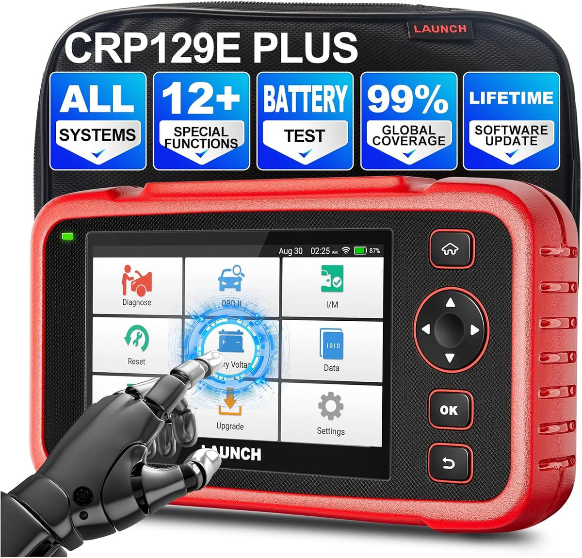 Modell Diagnosegerät Auto Plus OBD2 CRP129e 12+Reset LAUNCH, Öl, Auslesegerät mit Alle System, ABS, EPB, DPF, SAS, TPMS Reset, Batterieabgleich