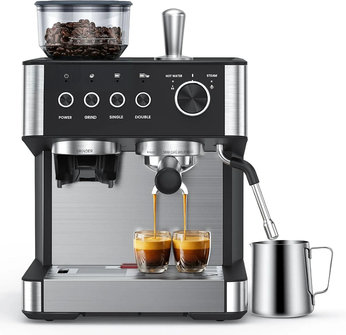 Espresso-Siebträgermaschine COWSAR, 15 Bar Drucksystem, mit Mahlwerk, schnell aufheizende espresso machine, geeignet für Cafés, Restaurants