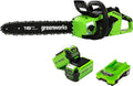 Greenworks Modell GD40CS18K2X, Gewicht 3,81 kg, Akku Kettensäge mit bürstenlosem Motor, 40 cm Blattlänge, zwei 40V 2Ah Akkus & Ladegerät, 20 m