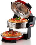 Ariete Forno Pizza Doppio 927, Pizzaofen mit 5 Kochstufen, Max. Temperatur: 400°C, 2 feuerfesten Antihaft-Platten, 2 Thermostate, Rot, Leistung 2300W