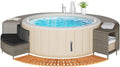 Whirlpool, Hommdiy -Umrandung Farbe Grau Poly Rattan und Massivholz Akazie 2X Stufe