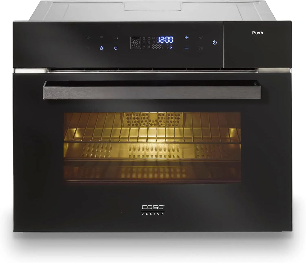 Caso Backofen 45er, Edelstahl Garraum mit 45L Nutzvolumen, 3000 Watt, Nischenhöhe, Braten, SteamMaster E 56, Wassertank 1,2 Liter, Dampfgaren