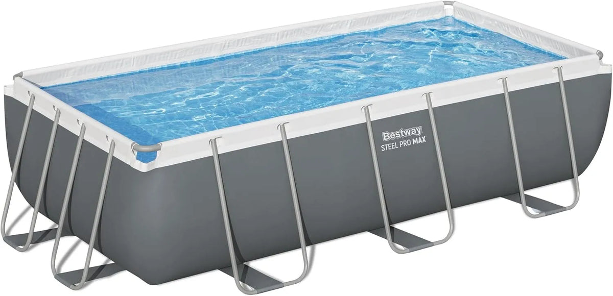 Bestway Pool, Steel Pro MAX Solo ohne Zubehör 404 x 201 x 100 cm, eckig, Farbe Grau