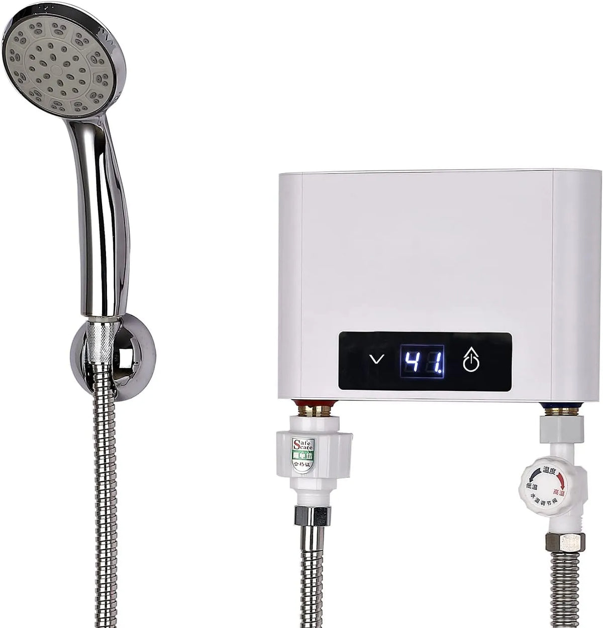 Warmwasserbereiter, Spannung 220V elektrische Temperaturwahl 30-52 °C mit Bad Dusche Kit, Leistung 3500W mit Duschset, für Handwaschbecken, Küche
