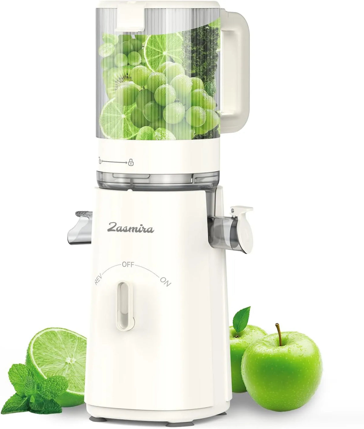 Entsafter, Zasmira Neueste für Gemüse und Obst mit 120 MM Breitem Einfüllschacht, Slow Juicer, Hohe Saftausbeute für Ganzes Gemüse und Obst