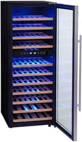 PKM Kühlschrank WKS72B, 5-18 °C, Fassungsvermögen 192L Nutzinhalt, Maße 128x50cm, Soft-Touch Bedienfeld, Edelstahl, 41 dB, 11 Holzeinschübe