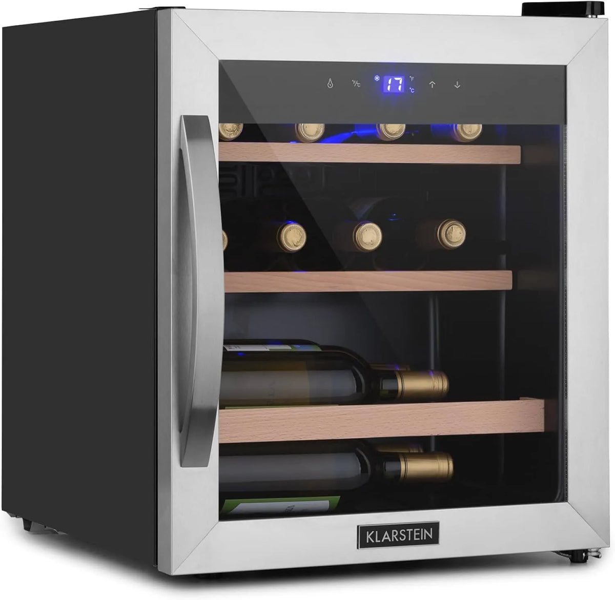 Klarstein Kühlschrank, 4-18 °C, Getränkekühlschrank Schmal, Getränkekühlschränke in freistehender Ausführung, UV-Schutz, Weinkühlschränke 1 Zone