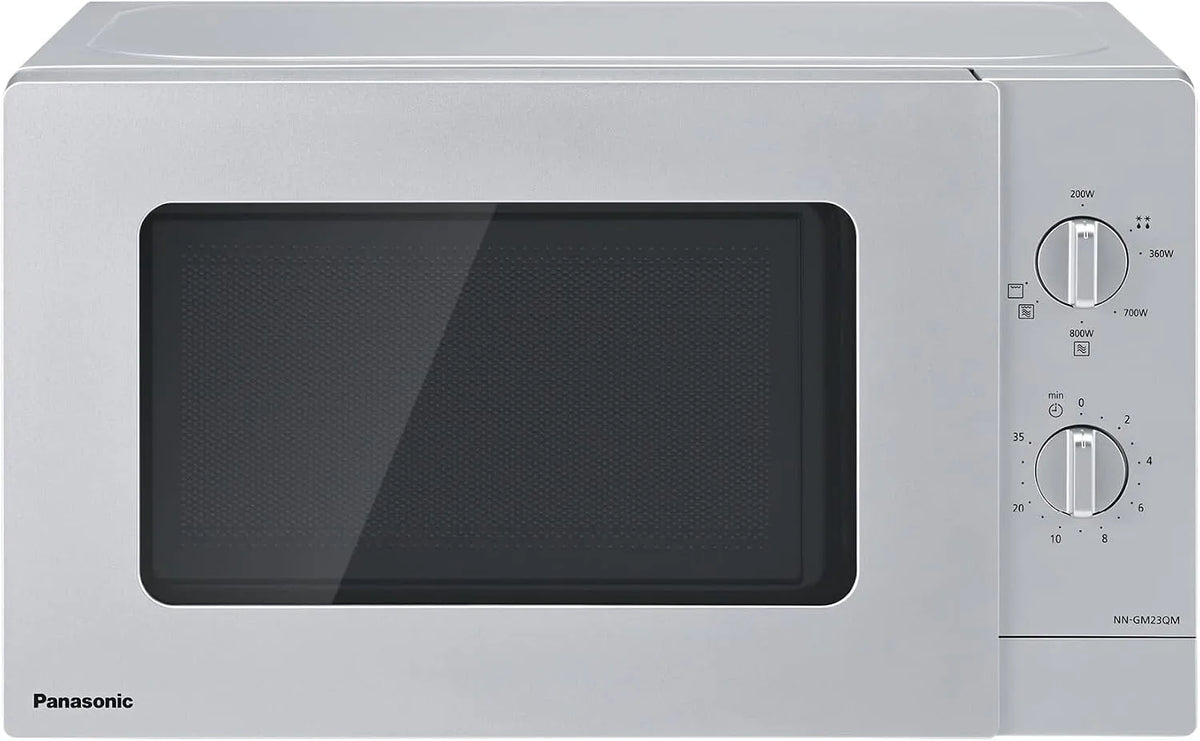Panasonic Mikrowelle NN-GM23QMEPG, Fassungsvermögen 20L Grill mit Drehteller und Grillrost, Leistung 800 W, Quick 30, Timer, Auftau-Funktion, Silber
