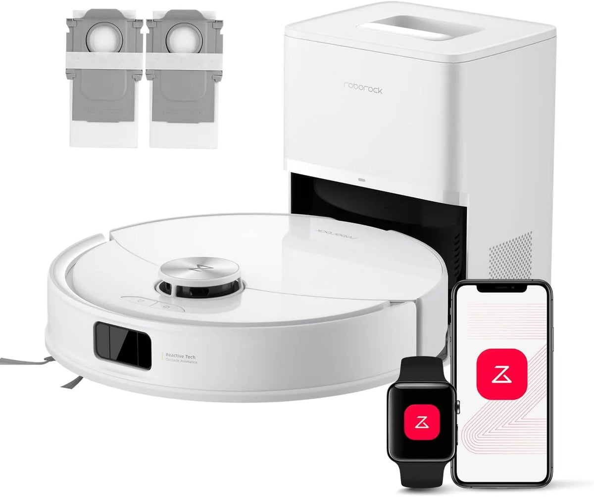 Roborock Saugroboter Q10, 10.000 Pa HyperForce Saugkraft, Auto Lifting Mopping, Teppiche, Weiß, S5+ Set mit Wischfunktion, Dual Anti-Tangle System