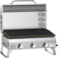 Gasgrill, Onlyfire Tischgasgrill mit 3 Brenner, Grillfläche 57 x 36 cm, Edelstahl Plancha, mit Deckel, Grillplatte, Thermometer, BBQ Camping