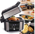 Backofen, Gourmax Pro Multifunktionsgerät: Air Fryer + + Grillplatte + Grill-Press + Topf 5,6 l + Glasdeckel 2 unabhängige XXL-Zonen, Rezept
