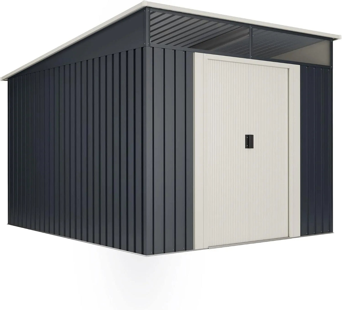 Gartenhaus 6m2, Metall 6 Stark, Maße 238 x 279 x 203cm, Oberlicht, Doppelte Schiebetür, Anthrazitgrau, Geräteschuppen XXL