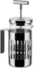 Alessi 9094/3, Pressofilter aus Edelstahl 18/10 Glänzend Poliert und Hitzebeständigem Glas, 3 Tassen