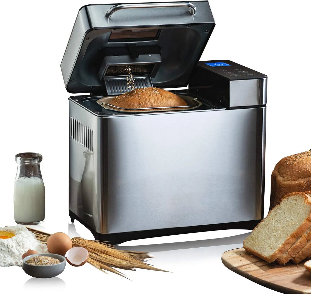 Backmeister Brotbackmaschine mit 19 Betriebsprogramme für Brotgewicht Modell 500g-1000g Nictemaw Brotbackautomat, 15 Stunden Timing-Funktion