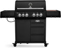 Gasgrill BURNHARD, 4-Brenner inklusive. Heckbrenner, mit Gusseisen Grillrost & inklusive. stabiler Abdeckhaube, Big EARL, in Schwarz