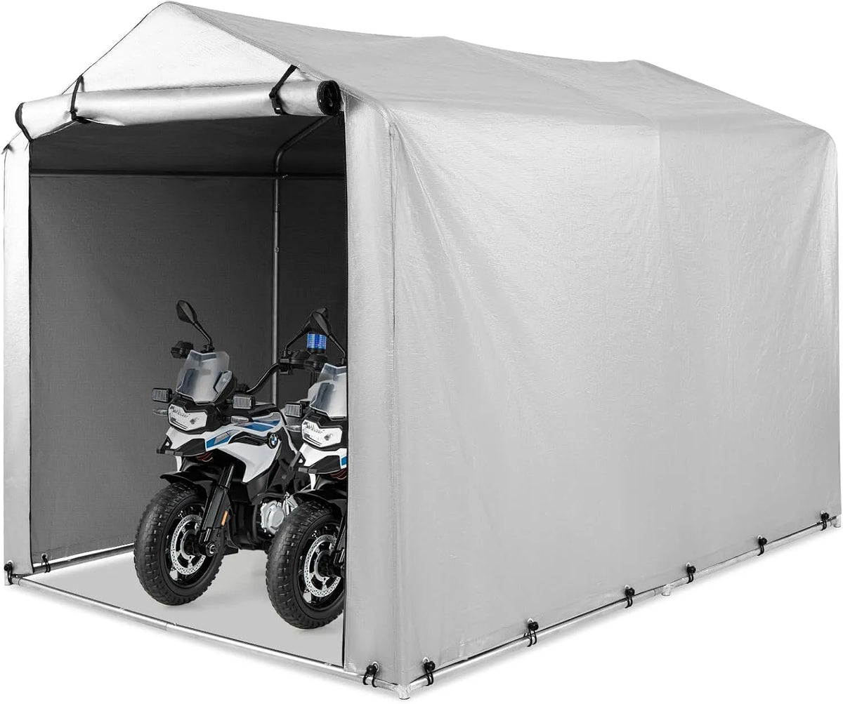 Costway Gerätehaus, Zeltgarage für Fahrräder Motorräder Gartengeräte, Garagenzelt 160 x 218 x 164 cm, Silbergrau