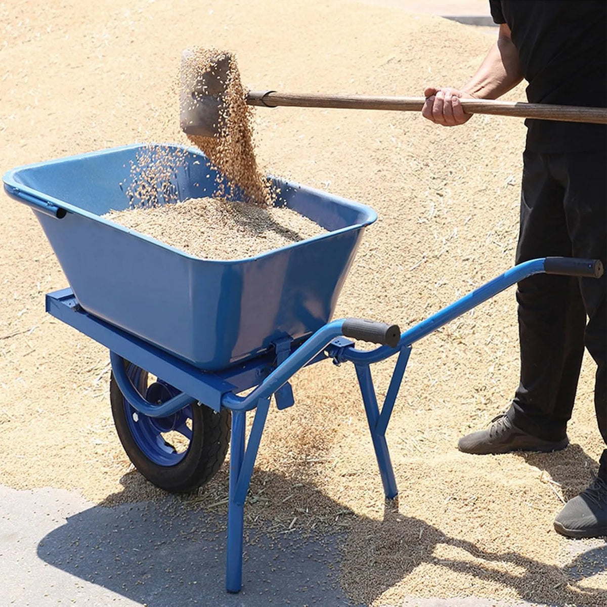 Schubkarre, 220 Pfund Schwerlast, Hochleistungs-Bauschubkarre, mit All-Terrain-Luftreifen, for Garten, Schuppen, Kleingärten