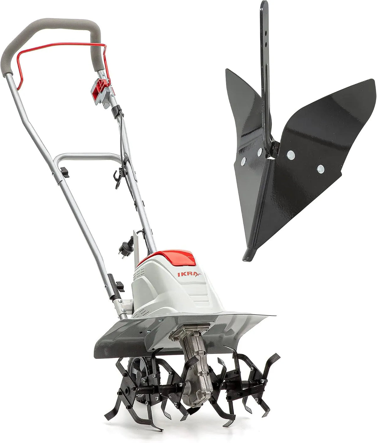 Motorhacke FEM 1500 IKRA Elektro, DREI Arbeitsbreiten 17, 30 & 45cm, Arbeitstiefe 23cm, Starke 1500W, Breite 45cm, inklusive. Häufelpflug