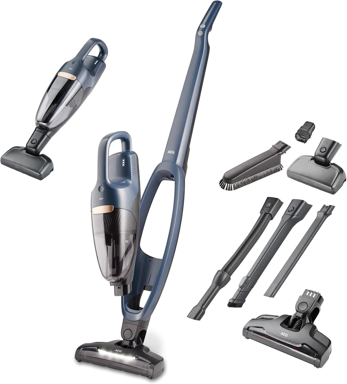 AEG Staubsauger 2in1 QX7-1-I360, Spannung 21,6 Volt, schlanke Bauform, PetPro-Elektrosaugbürste, inklusive. Zubehör, Hygienefilter, Akku, blau