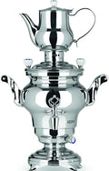 Samowar Odessa III BEEM 06127, Fassungsvermögen 3 Liter, traditionelle Teezubereitung, Silber, Maße 53 x 34 x 25 cm, 2 Heizspiralen, Edelstahl