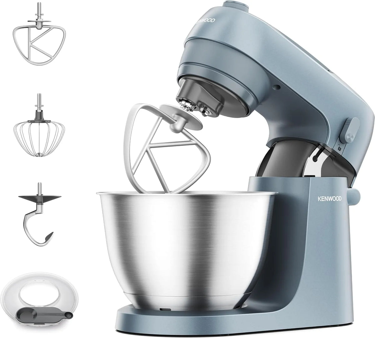 Kenwood Küchenmaschine KZM35.000GY 4-Liter-Schüssel, Leistung 800W, Go, platzsparend, inklusive., K-Haken, Ballonschneebesen, Knethaken, Blau