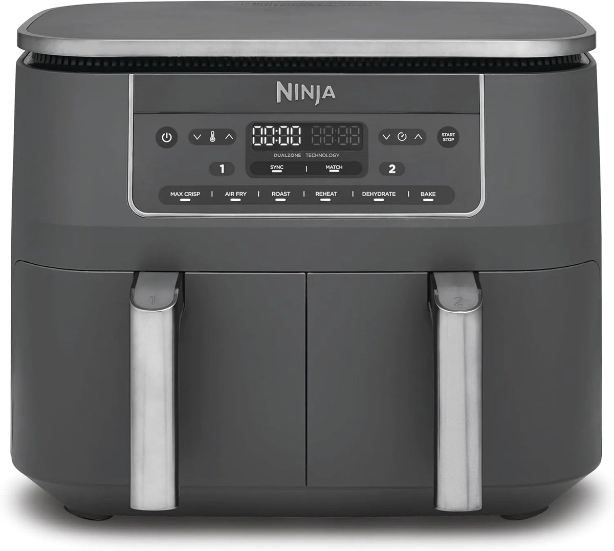 Ninja Heißluftfritteuse DZ300EU, 6-in-1, ohne Öl, 2 Schubladen, Fassungsvermögen 7,6L, Dual Zone Digital Air Fryer, Max Crisp, Heißluft-Frittieren