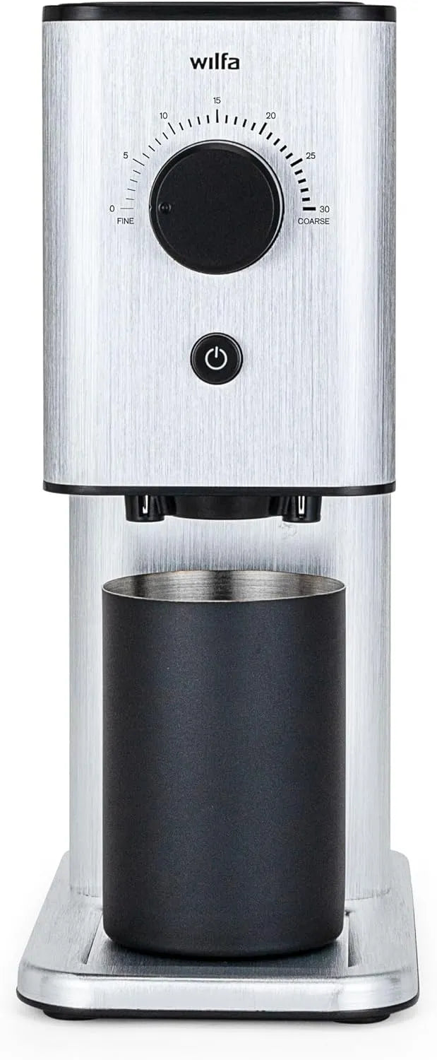 Kaffeemühle Wilfa ZENSE ALUX, 40mm Edelstahl-Flachmahlwerk, luftdicht verschlossener Bohnenbehälter, silber, 30 Mahlgrade, Antistatik