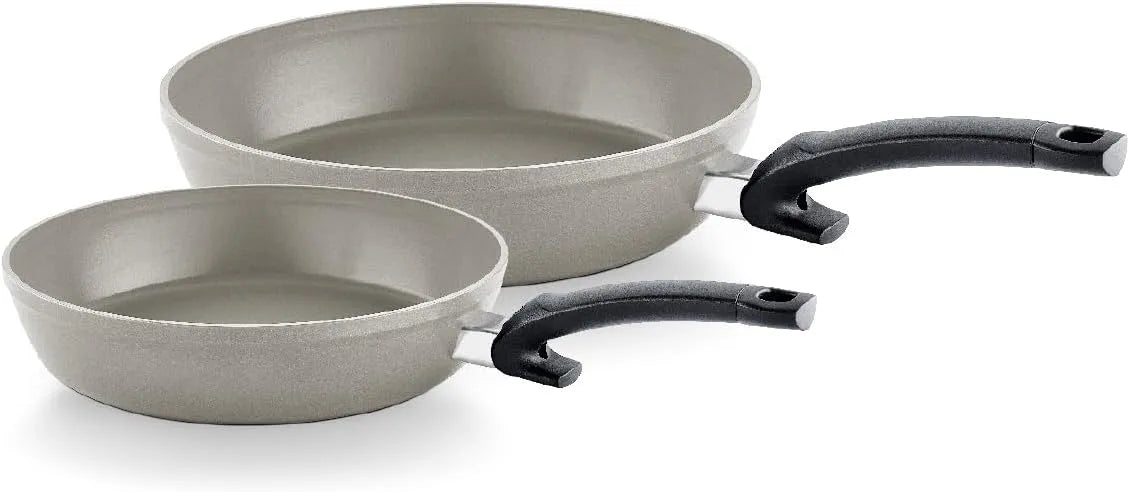Comfort Pfannen-Set Fissler Ceratal, 2-teilig, Aluminium-Pfanne, Ceramic Bratpfanne antihaftend, Farbe Grau, 24+28 cm, Keramik-beschichtet, Induktion