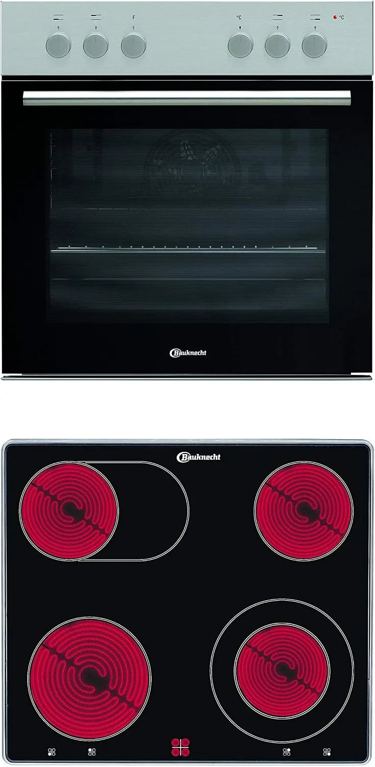 Bauknecht Kochfeld S200, HEKO Herd Kombination, Breite 60cm, Umluftherd mit 5 Funktionen, Kochstellensteuerung Cookmatic, Glaskeramik