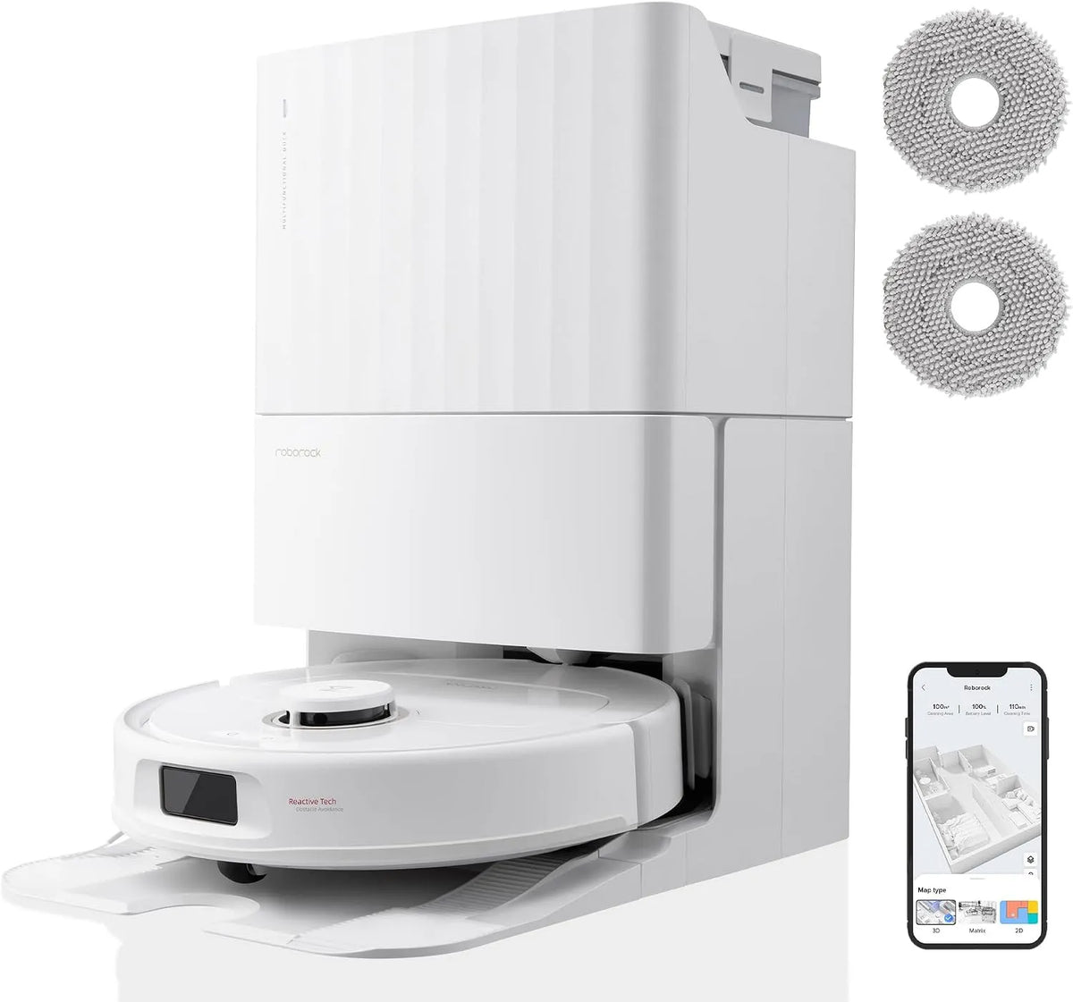 Roborock Saugroboter, 7000Pa, zusätzlich 2 Wischmops, Roboterstaubsauger-Set, Qrevo Pro Set mit Wischfunktion&Hebarem Wischmopp, Weiß