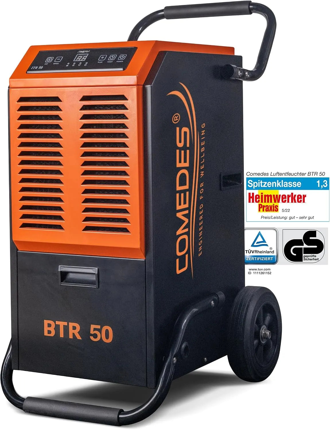Luftentfeuchter BTR 50 24h Comedes Bautrockner, max. 51 Liter, Geeignet für Räume und Keller bis 100m², 230m³