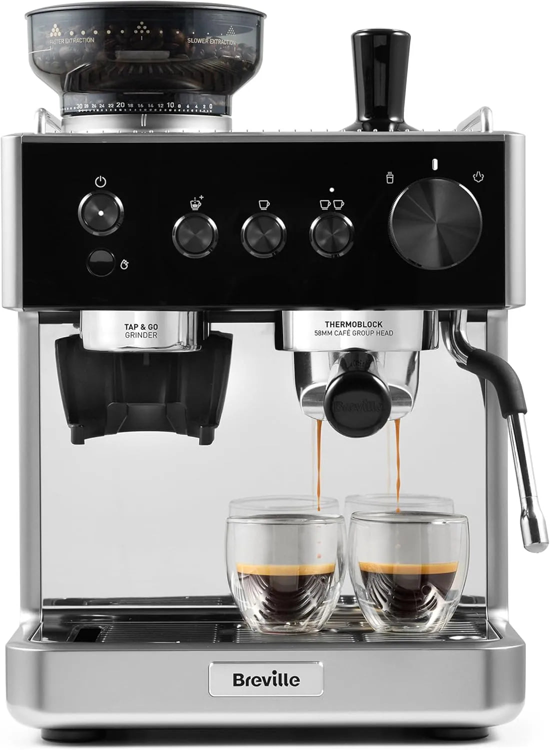 Espressomaschine 15-bar-Pumpe VCF186X Breville Barista, italienische, „Classic', in Schwarz und Silber