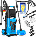 Hochdruckreiniger MASKO, mit Handschuhen, 2200 Watt 165 bar 450 l/h, mit Spule Schlauchtrommel 10m Schlauch 9 TLG Zubehör Set, Schaumdüse, Zäune