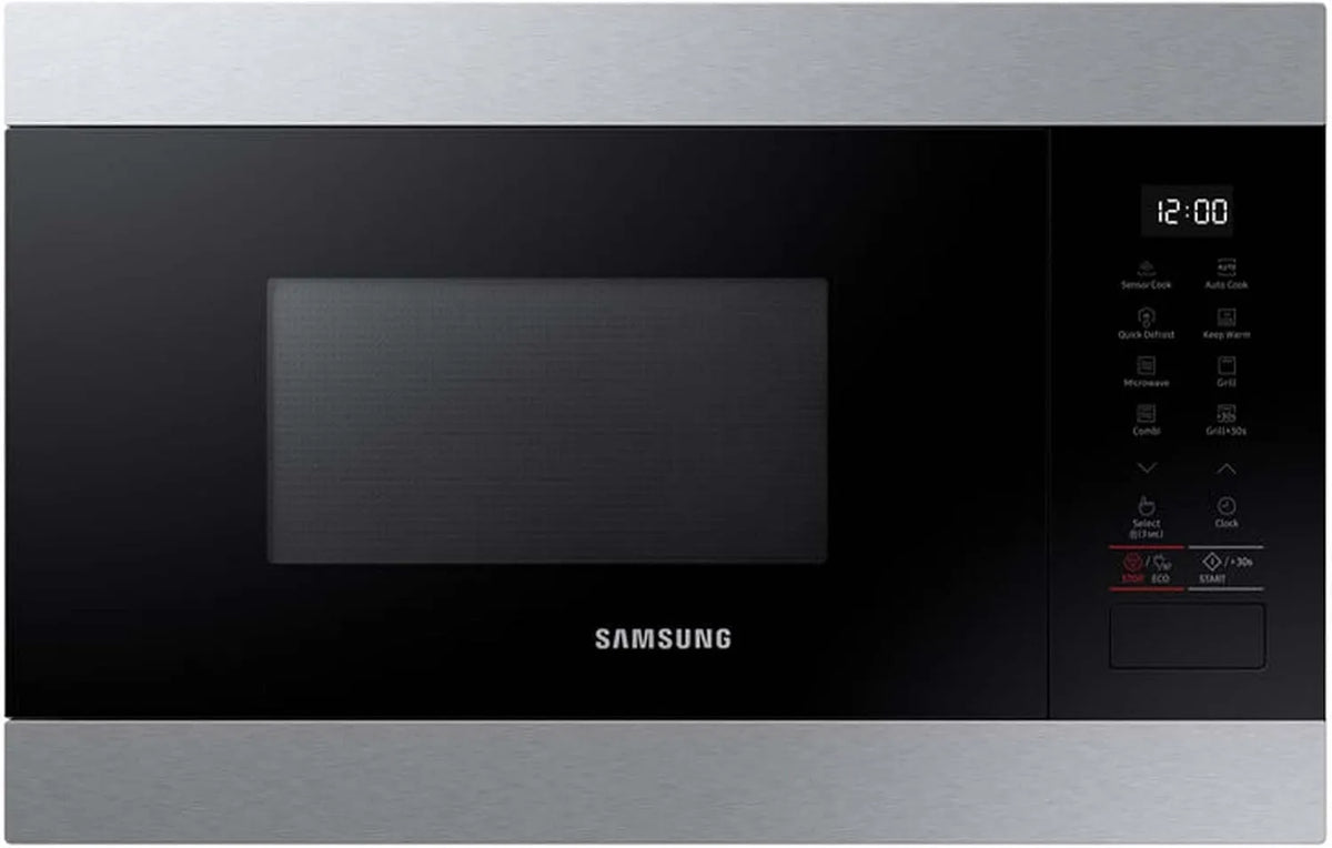 Samsung Mikrowelle MG22M8274AT/E1, Leistung 850 W, Fassungsvermögen 22 l Garraum, Kleines Mikrowellengerät für 38 cm Nischen, E1 Einbau mit Grill