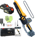 Akku-Kettensäge PR-E8, Elektrisch 8-Zoll 2x 4.0Ah, Kabellos & 900W Brushless, für Gartenschnitt, Holzbearbeitung & Heimwerken